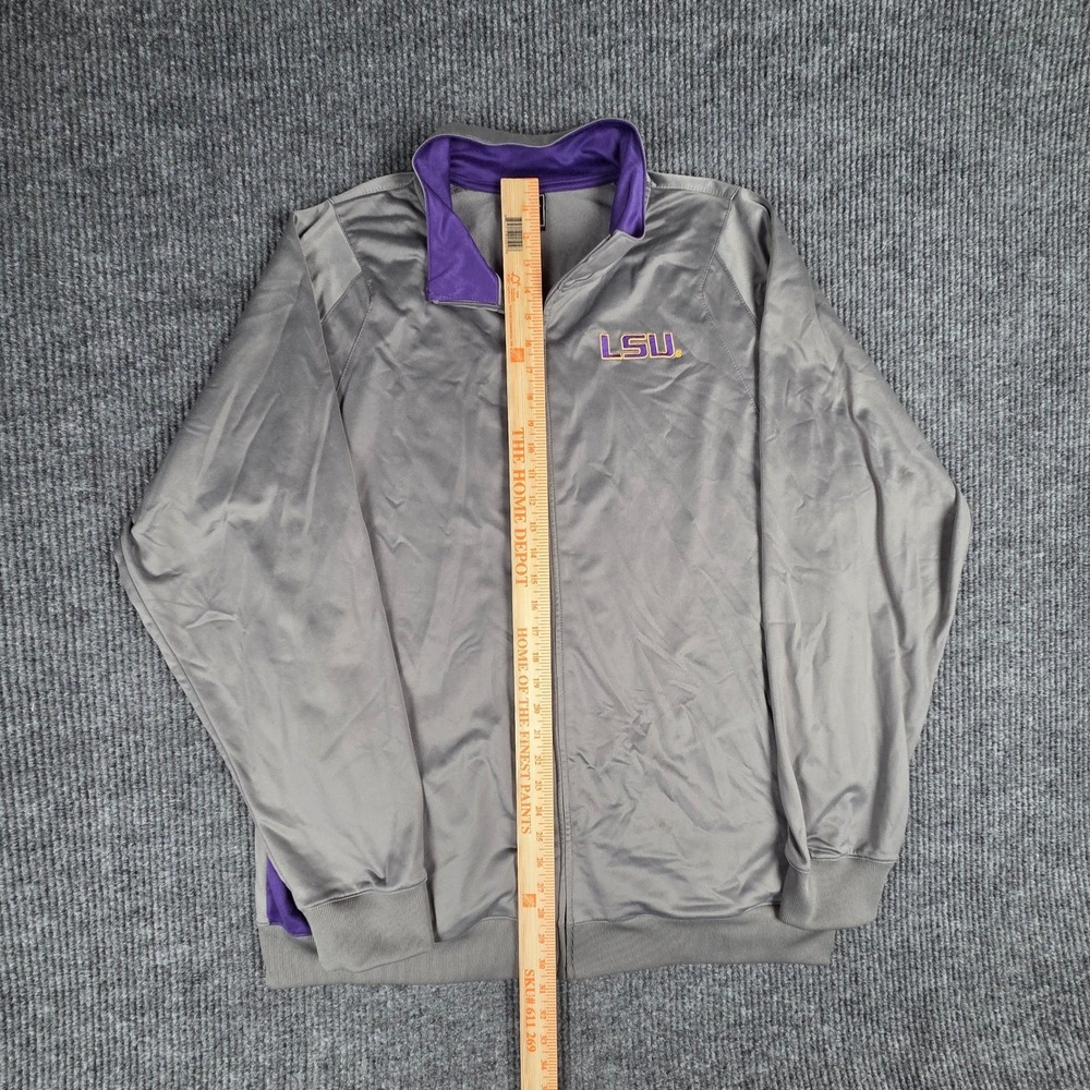 LSU Tigers Track Jacket Mens Large Gray Purple Genuine Stuff Full Zip - Picture 7 of 9